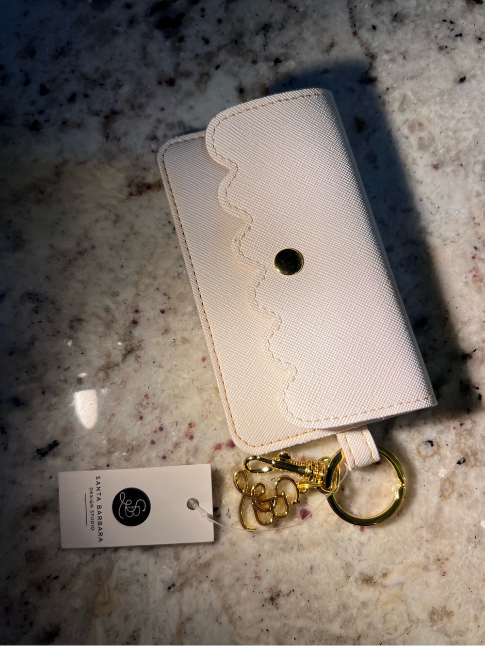 Scalloped Cream Key Case with Gold Hardware NEW